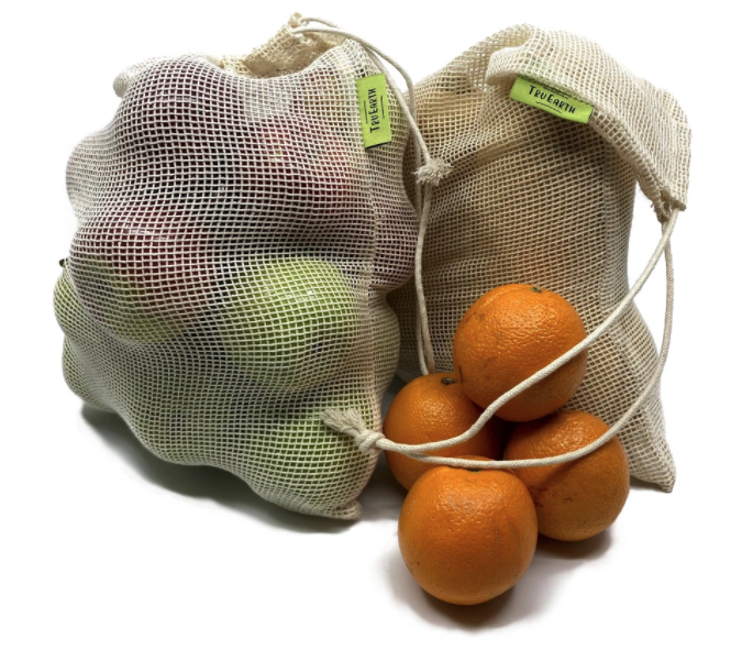 Reusable Cotton Mesh Produce Bags (3 large & 3 medium)